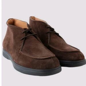 Kiton Brown Suede Dress Chukka Boots Handcrafted Italian Leather Shoes Authentic
